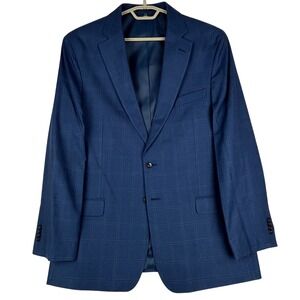 Jos A Bank 1905 Blazer 46L Blue Windowpane Silk Wool Sport Coat NEW